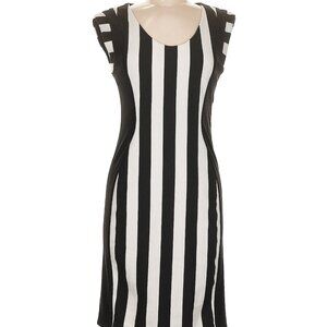 Joseph Ribkoff black and white stripe colorblock dress, size 8 US